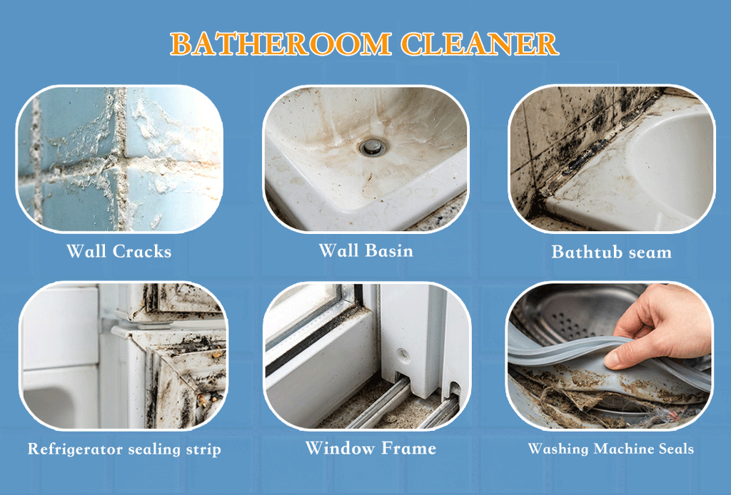 FREEDAZE cleaner foam sprayed on bathroom surfaces