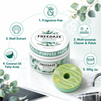 Freedaze Natural All Purpose Cleaning Paste – Shell Powder & Coconut Oil, No Added Fragrance, with Donut Sponge
