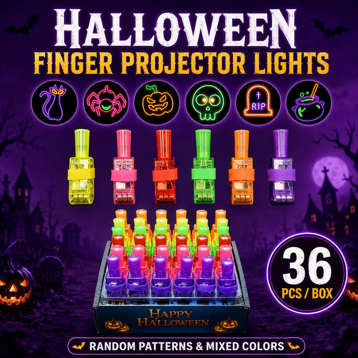 👻 Kids Halloween Finger Projector | Spooky Pattern Trick‑or‑Treat Toys