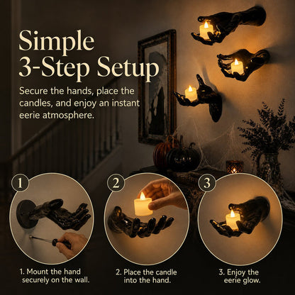👻Halloween Ghost Hand Wall Candle Holder｜Spooky Creepy Wall Mounted Hand Sconce for Haunted House Party Home Decor🕯️