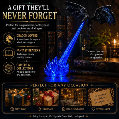 🔥Fire Breathing Flying Dragon Ornament | Gothic Fantasy Home Decor for Bookshelf, Desk & Halloween Display