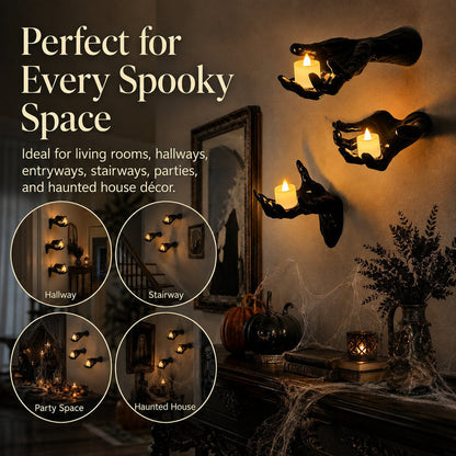 👻Halloween Ghost Hand Wall Candle Holder｜Spooky Creepy Wall Mounted Hand Sconce for Haunted House Party Home Decor🕯️