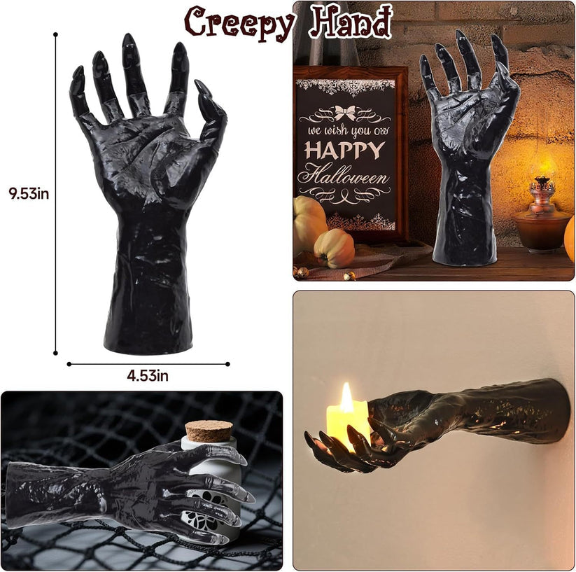 👻Halloween Ghost Hand Wall Candle Holder｜Spooky Creepy Wall Mounted Hand Sconce for Haunted House Party Home Decor🕯️