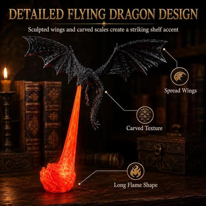 🔥Fire Breathing Flying Dragon Ornament | Gothic Fantasy Home Decor for Bookshelf, Desk & Halloween Display