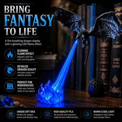 🔥Fire Breathing Flying Dragon Ornament | Gothic Fantasy Home Decor for Bookshelf, Desk & Halloween Display