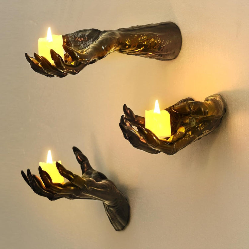 👻Halloween Ghost Hand Wall Candle Holder｜Spooky Creepy Wall Mounted Hand Sconce for Haunted House Party Home Decor🕯️