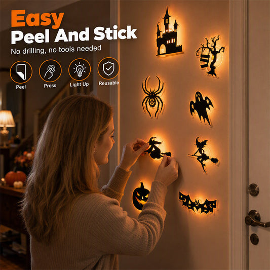 🦇Halloween 3D LED Wall Decor👻 Spooky Ghost Pumpkin Spider Bat Castle Wall Lights for Party Haunted House Home Decor